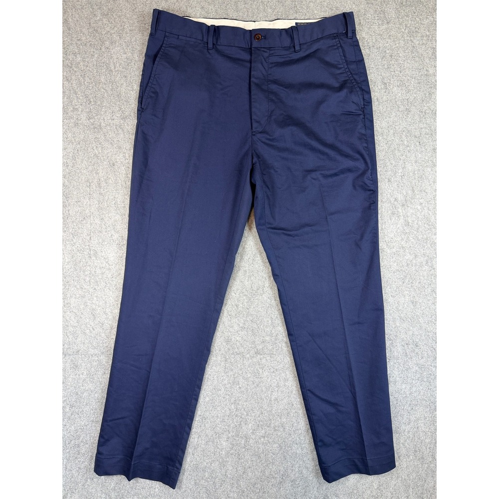 Polo Ralph Lauren Mens Chino Trousers 36/30 Navy Blue Stretch Cotton Crest